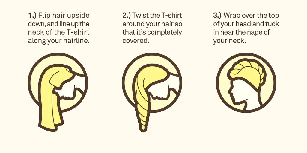 how to wrap hair in t shirt